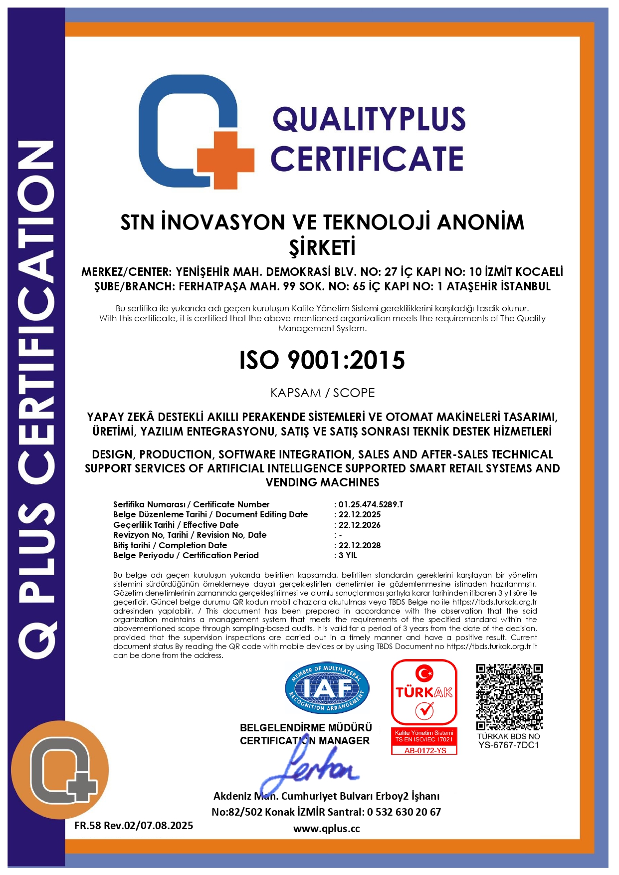 ISO 9001 - Kalite Yönetim Sistemi